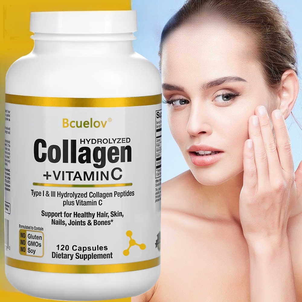 Vitamin C Powder - 加水分解コラーゲンペプチドサプリメント プラスビタミンC、アンチエイジング、髪、肌、爪、関節、骨の健康をサポート