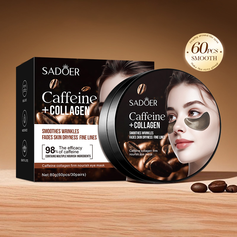 Collagen Sheet Mask - 60 個 SADOER カフェインクリスタルコラーゲンアイマスク抗くま抗老化抗しわ保湿アイパッチスキンケア