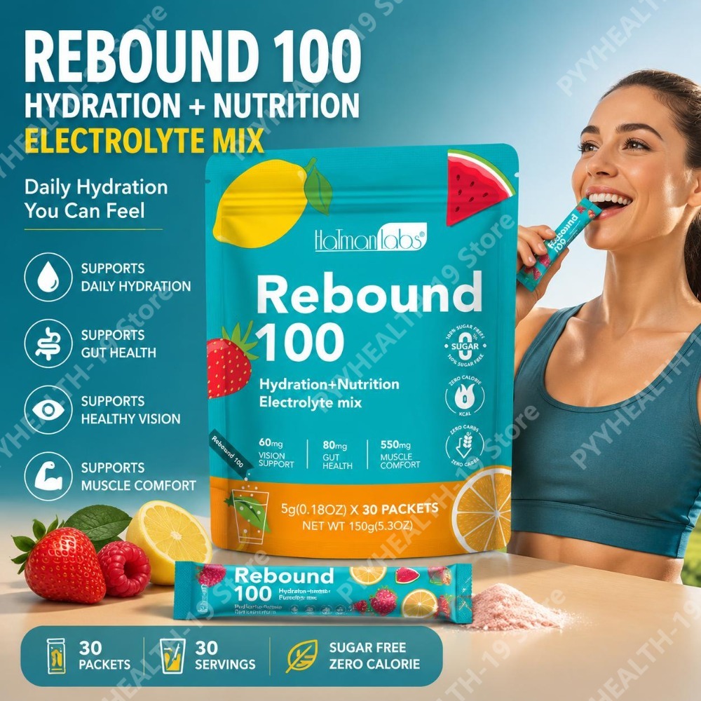 Vitamin C Powder - ハルマンラボ リバウンド100 電解質ミックスパウダーパケット ビタミンC、B6、B12、ルテイン配合 水分補給、腸内環境、視力、筋肉サポート 大人用