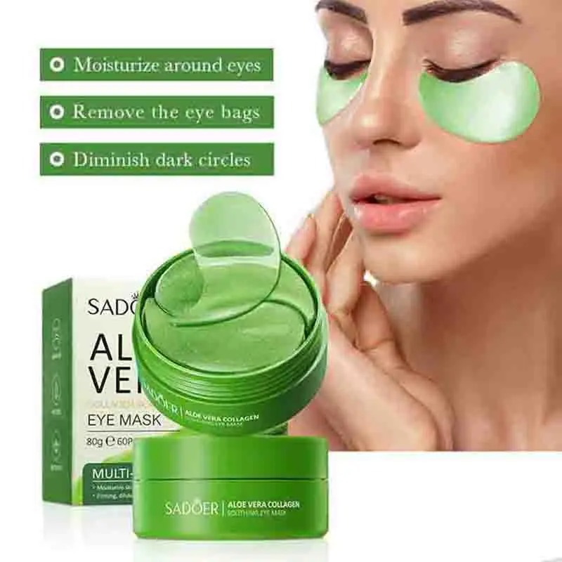 Collagen Sheet Mask - 60 個アロエベラコラーゲンアイマスク抗くま目袋保湿抗しわアイパッチ目のスキンケア製品