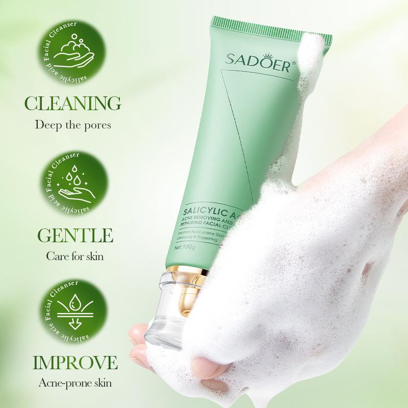 Salicylic Acid Cleanser - ニキビ治療用サリチル酸保湿クレンザー、敏感肌用優しい洗顔料、修復効果あり
