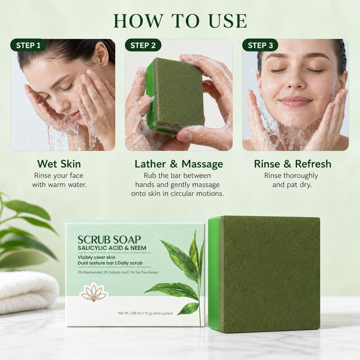 スクラブバーソープ |   サリチル酸＆ニーム配合のデイリー - Salicylic Acid Cleanser のレビューと価格