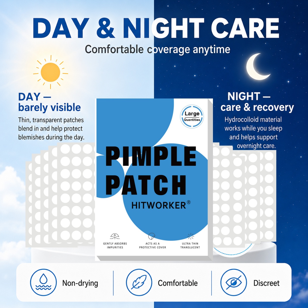 800枚入りハイドロコロイドニキビパッチ、目立たない傷跡隠し - Skincare Acne のレビューと価格